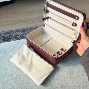 Mark & Graham Burgundy and Cream Cosmetic Bag